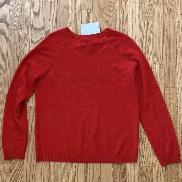 Magaschoni Paris Cashmere Sweater Women's Large Red Valentines Soft Crewneck NEW - Picture 7 of 7